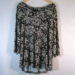 JM Collection Womens Black Tan White Long Sleeve Tee Size 2X NWT Excellent Condi